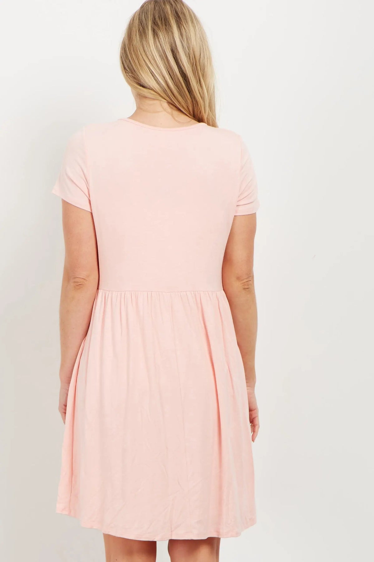 PinkBlush PinkBlush Pink Solid Crochet Trim Maternity Shift Dress - 