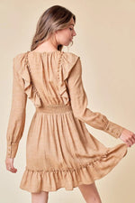 PinkBlush PinkBlush Sand Ruffle Woven Dress for Effortless Elegant Style - 