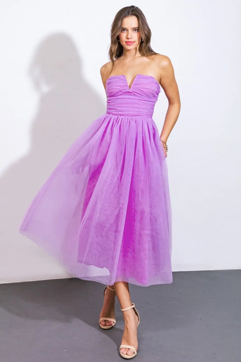 PinkBlush PinkBlush Strapless Midi Dress with Elegant Fit for Special Occasions - 