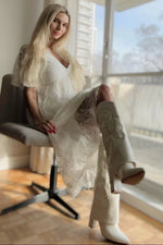 PinkBlush PinkBlush White Lace Mesh Overlay Maternity Maxi Dress - 