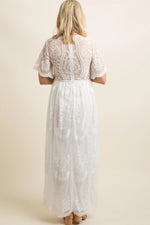 PinkBlush PinkBlush White Lace Mesh Overlay Maternity Maxi Dress - 