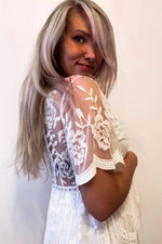 PinkBlush PinkBlush White Lace Mesh Overlay Maternity Maxi Dress - 