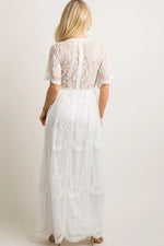 PinkBlush PinkBlush White Lace Mesh Overlay Maxi Dress - 