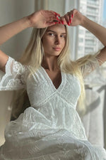 PinkBlush PinkBlush White Lace Mesh Overlay Maxi Dress - 