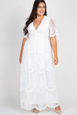 PinkBlush PinkBlush White Lace Mesh Overlay Plus Maxi Dress - 