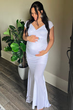 PinkBlush PinkBlush White Off Shoulder Wrap Maternity Photoshoot Gown/DressEveretts Place