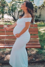 PinkBlush PinkBlush White Off Shoulder Wrap Maternity Photoshoot Gown/DressEveretts Place