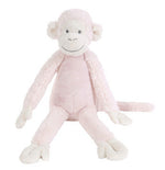 Soft pink plush monkey with long, lanky arms and legs