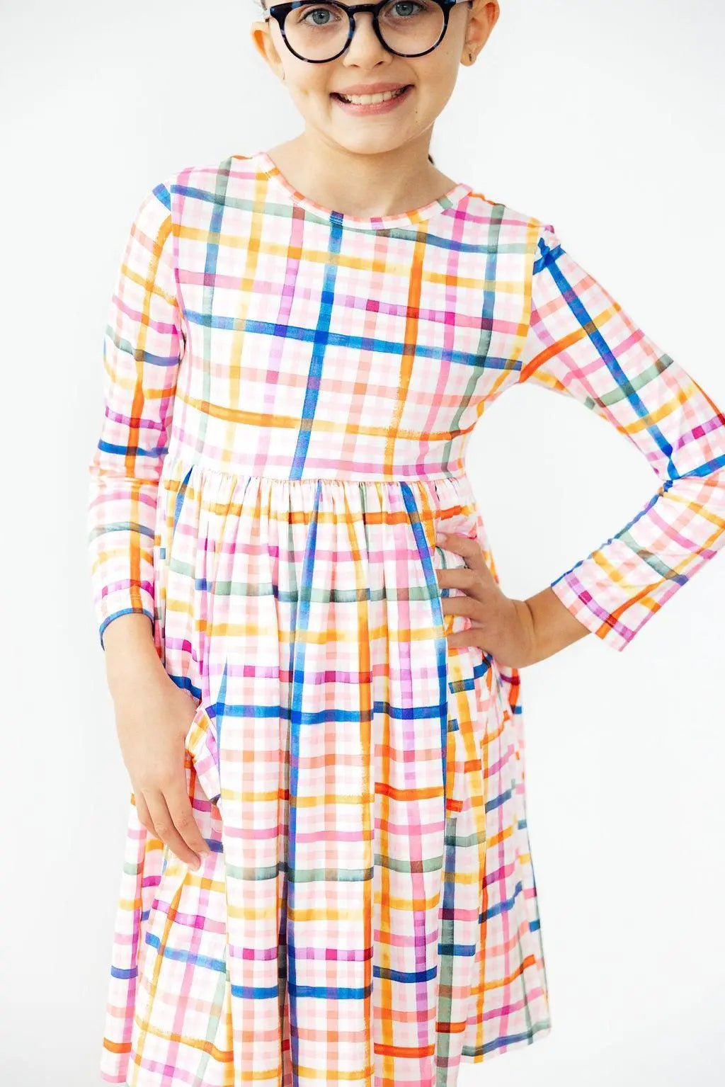 Mila & Rose ® Plaid About You L/S Pocket Twirl Dress - 