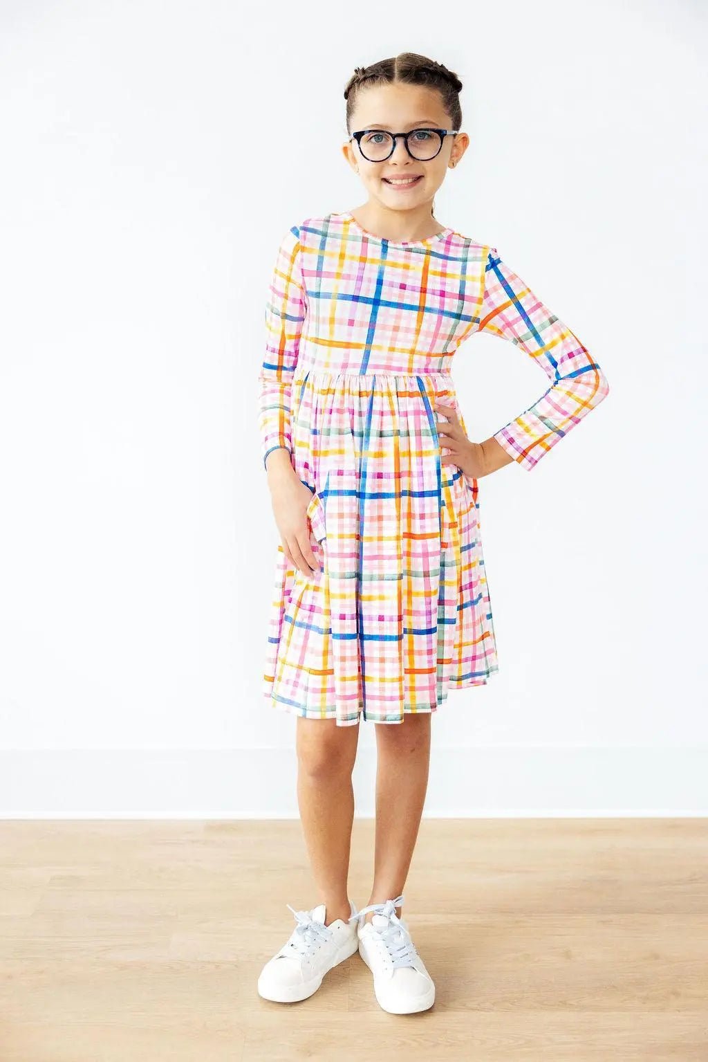 Mila & Rose ® Plaid About You L/S Pocket Twirl Dress - 