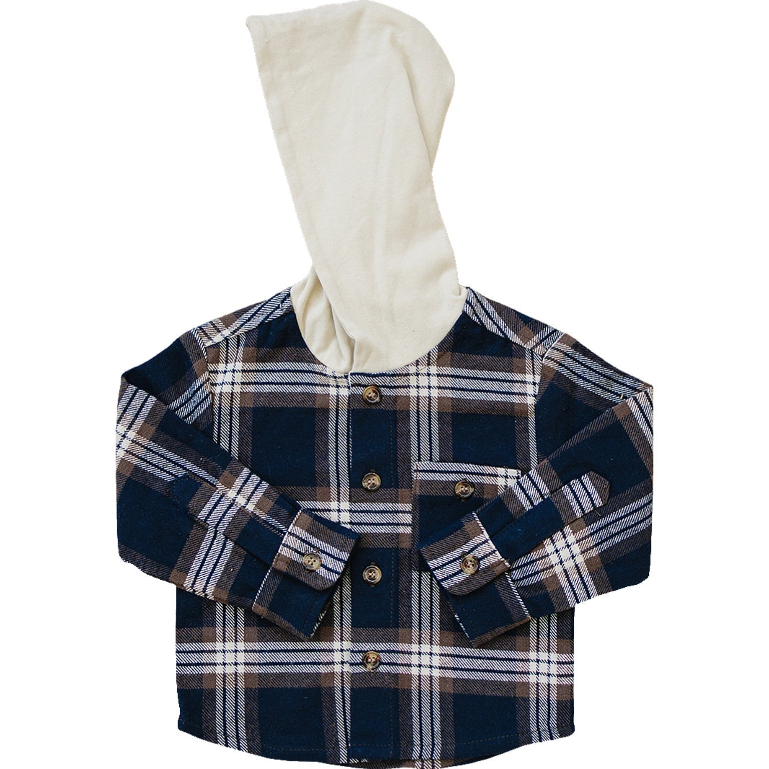 Mebie Baby Plaid Hooded Button Up Shirt For Baby 100 Percent Cotton - 
