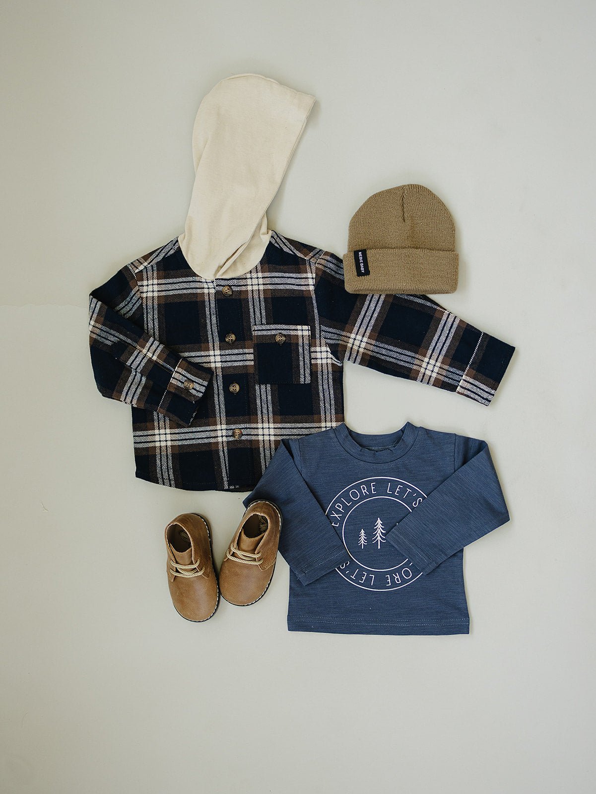 Mebie Baby Plaid Hooded Button Up Shirt For Baby 100 Percent Cotton - 
