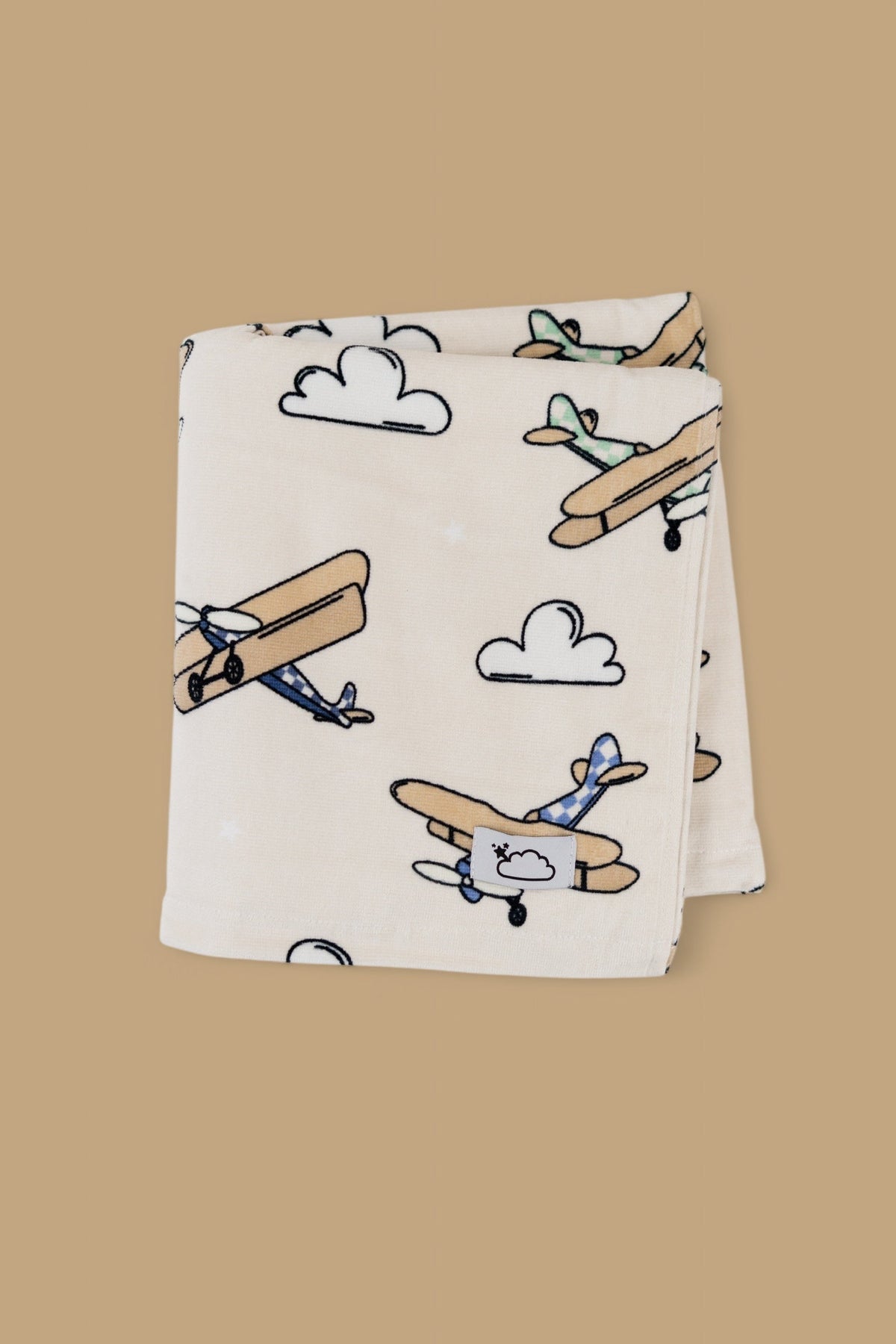 DREAM BIG LITTLE CO Plane Fun Dream Towel With Vintage Biplane Print In Soft HuesEveretts Place