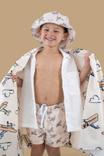 DREAM BIG LITTLE CO Plane Fun Dream Towel With Vintage Biplane Print In Soft HuesEveretts Place