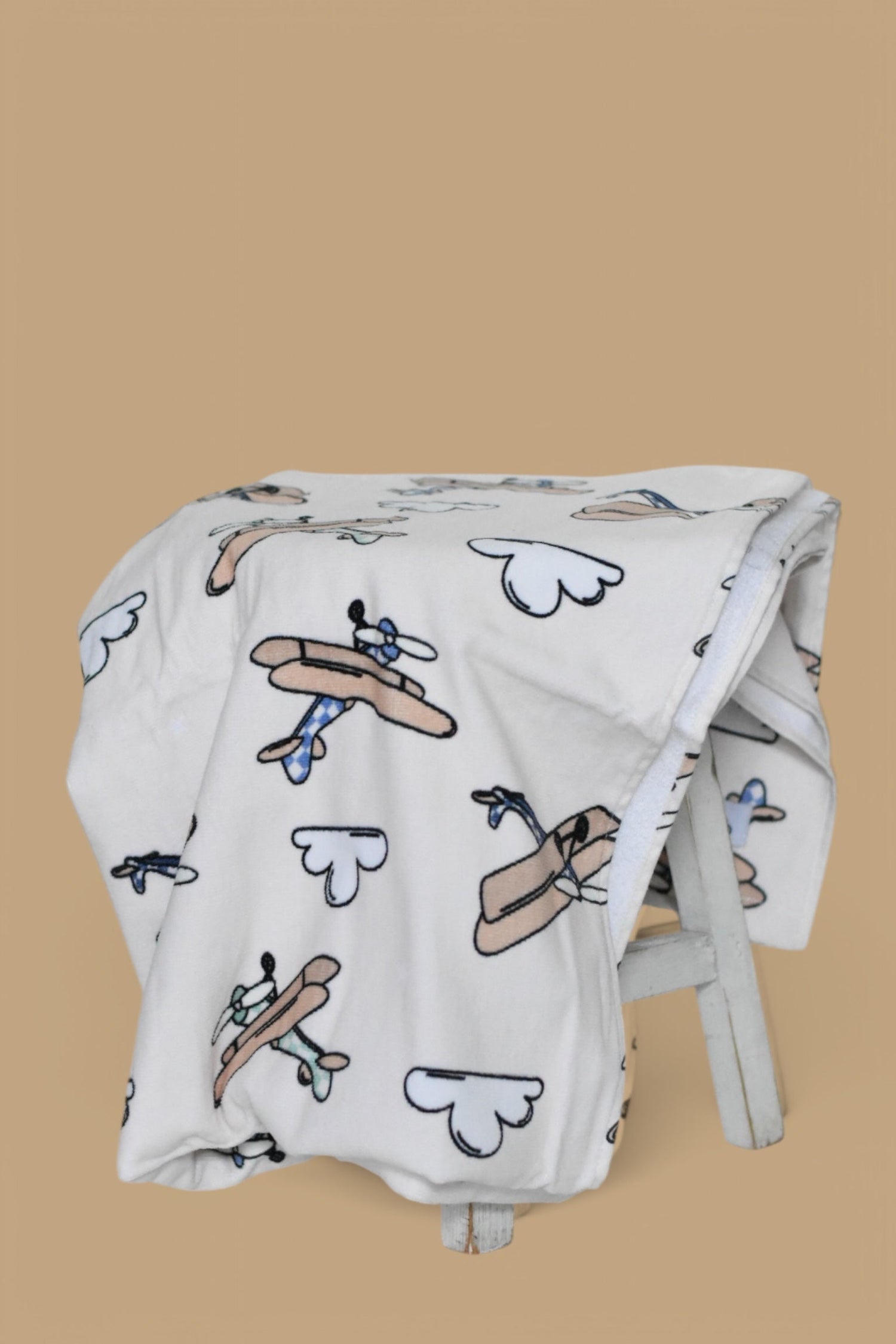 DREAM BIG LITTLE CO Plane Fun Dream Towel With Vintage Biplane Print In Soft HuesEveretts Place