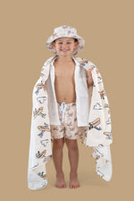 DREAM BIG LITTLE CO Plane Fun Dream Towel With Vintage Biplane Print In Soft HuesEveretts Place