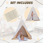 Goodevas Play Tent Cover with Mat for Climbing Triangle Ladder Cozy Teepee Setup - Everetts Place Boutique - 