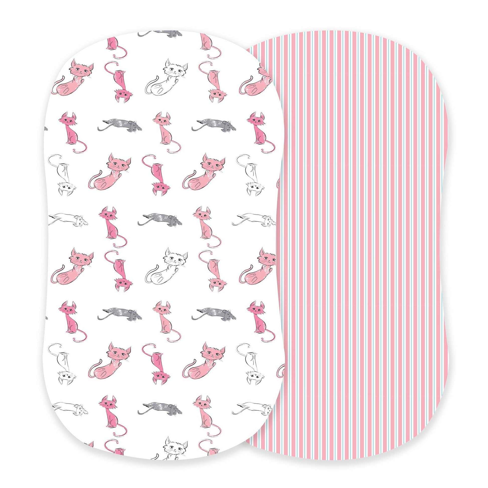 Playful Kitty Candy Stripe Bamboo Changing Pad Cover Bassinet Sheets Newcastle Classics