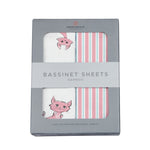 Newcastle Classics Playful Kitty Bamboo Changing Pad Cover with Candy Stripe Design for Babies - Baby & Toddler > Diapering > Changing Mat & Tray Covers > Diaper Changing Pad Covers Bamboo Bassinet Sheet