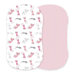 Newcastle Classics Playful Kitty and Candy Stripe Bamboo Changing Pad Cover/Bassinet Sheets - 