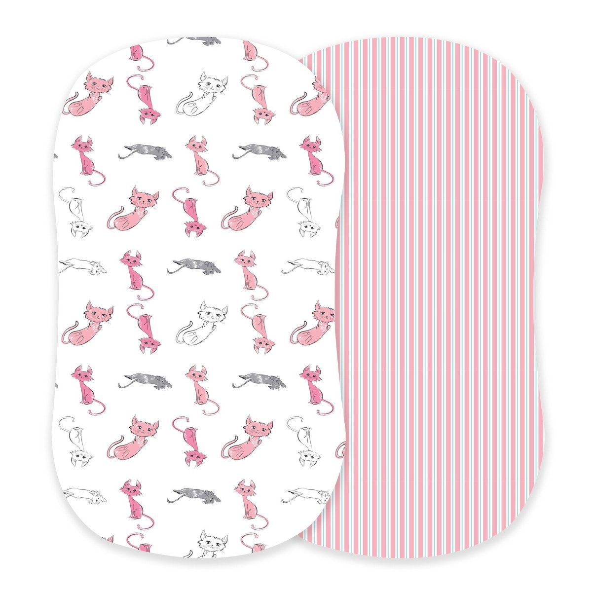 Newcastle Classics Playful Kitty Bamboo Changing Pad Cover with Candy Stripe Design for Babies - 