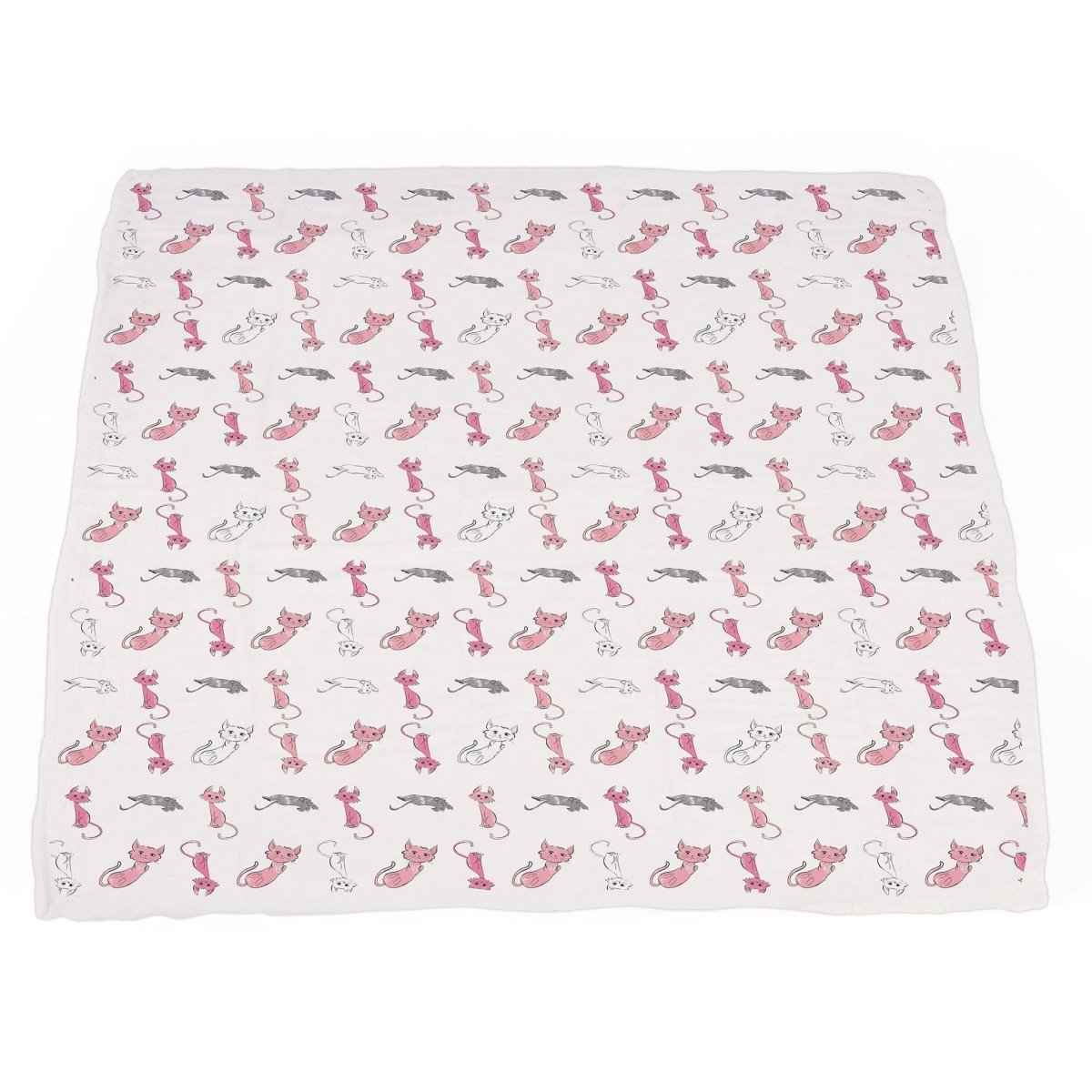Playful Kitty Bamboo Muslin Blanket with Soft Texture for Kids