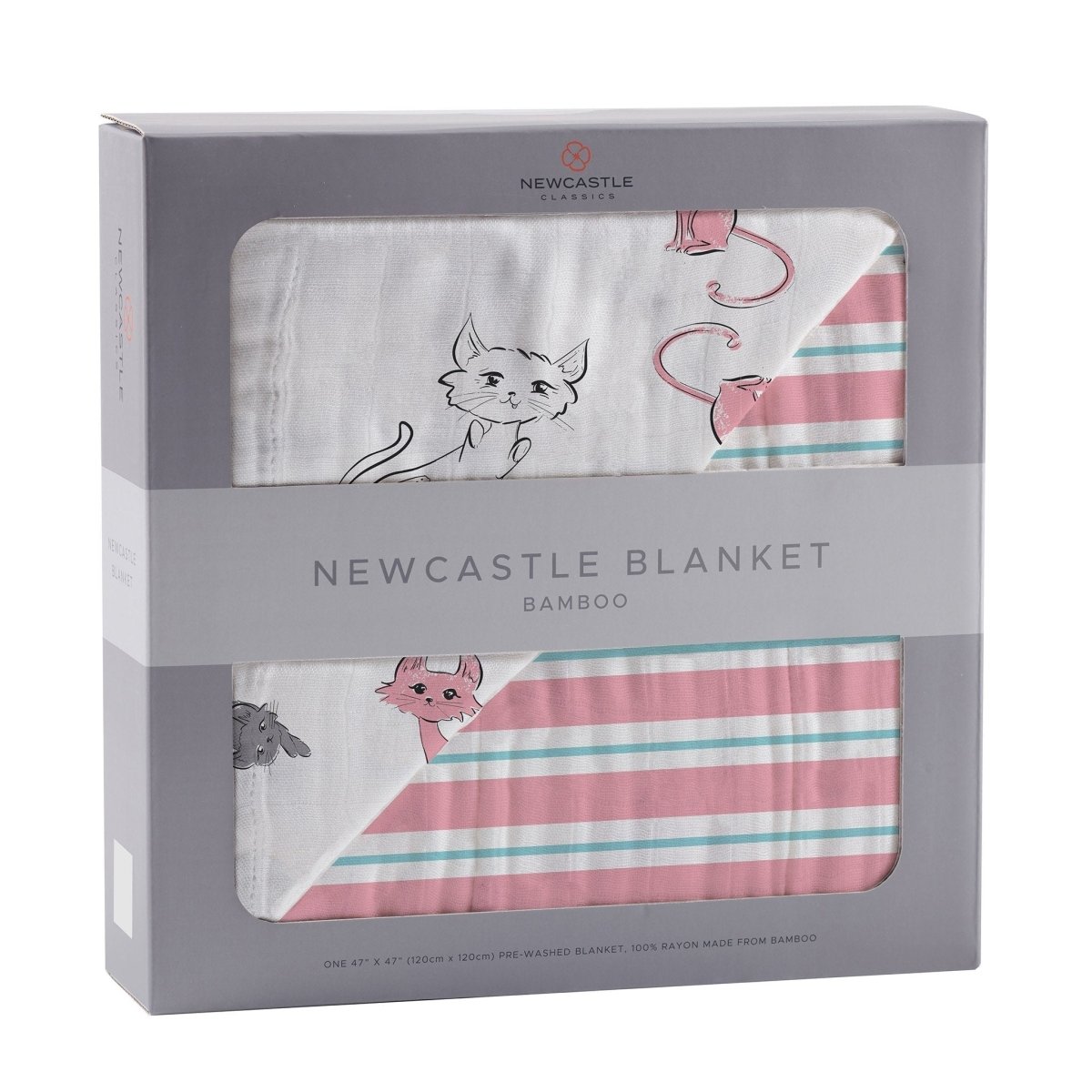 Newcastle Classics Playful Kitty Bamboo Muslin Blanket with Soft Texture for Kids - 