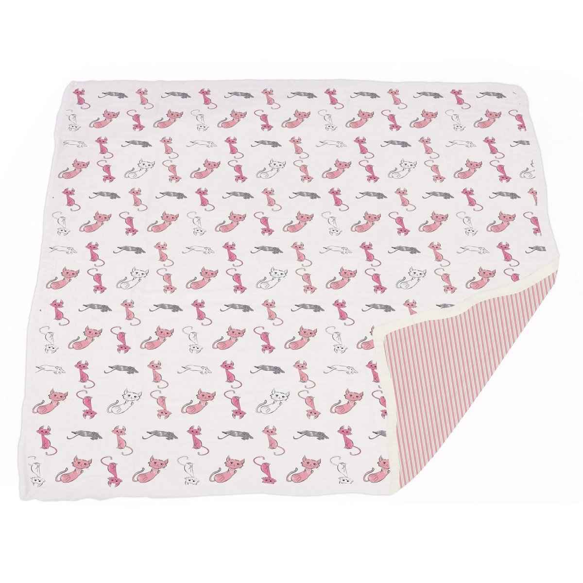 Playful Kitty Bamboo Muslin Blanket with Soft Texture for Kids