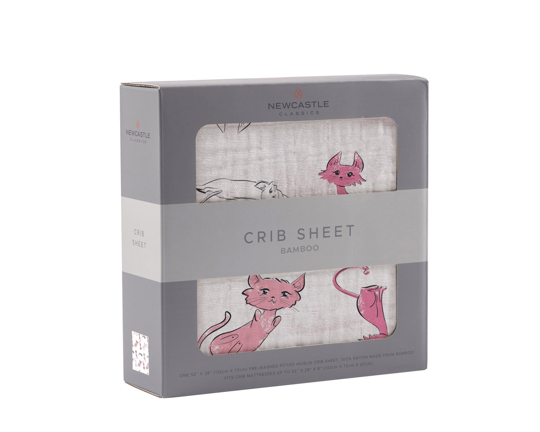 Newcastle Classics Playful Kitty Bamboo Muslin Crib Sheet for Standard Mattresses 28 x 52 Inches - Home & Garden > Linens & Bedding > Bedding > Bed Sheets Bamboo Crib Sheet