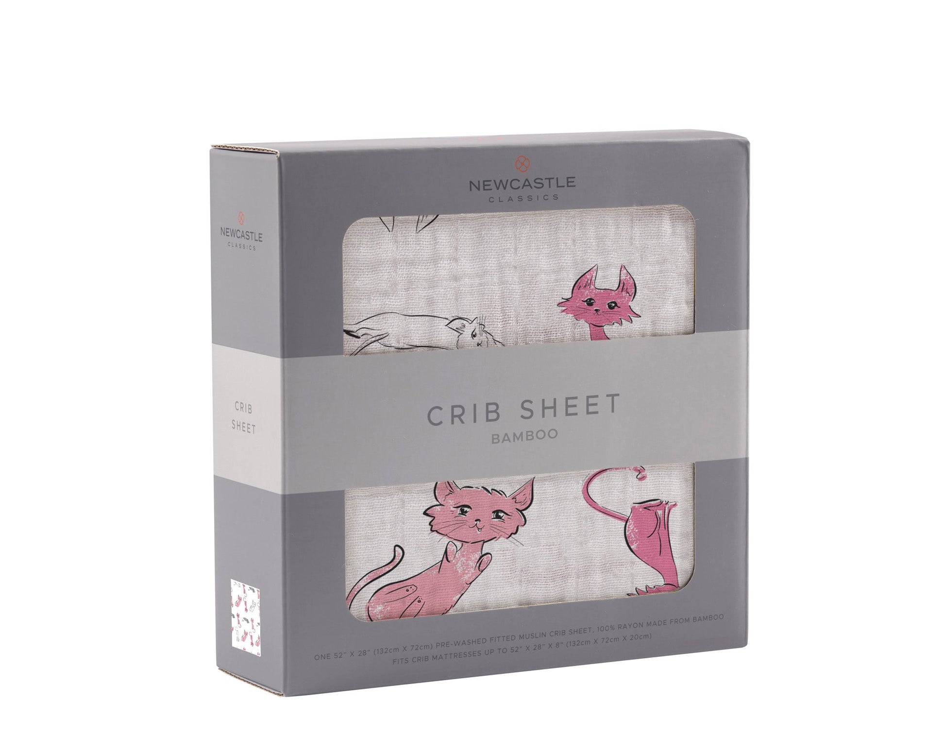 Playful Kitty Bamboo Muslin Crib Sheet for Standard Mattresses 28 x 52 Inches Newcastle Classics