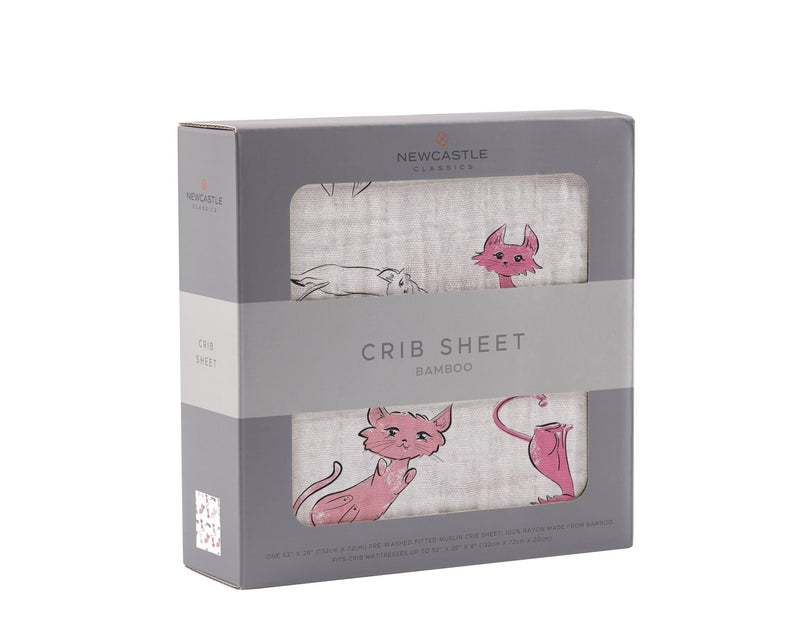 Playful Kitty Bamboo Muslin Crib Sheet for Standard Mattresses 28 x 52 Inches Newcastle Classics