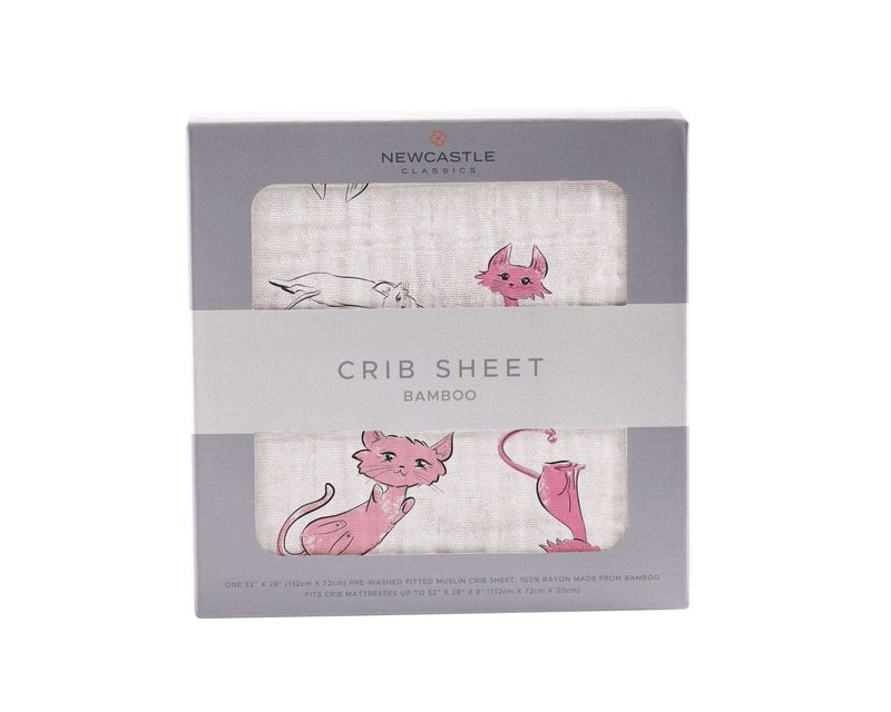 Playful Kitty Bamboo Muslin Crib Sheet - Everetts Place: Online Boutique - Kids & Babies