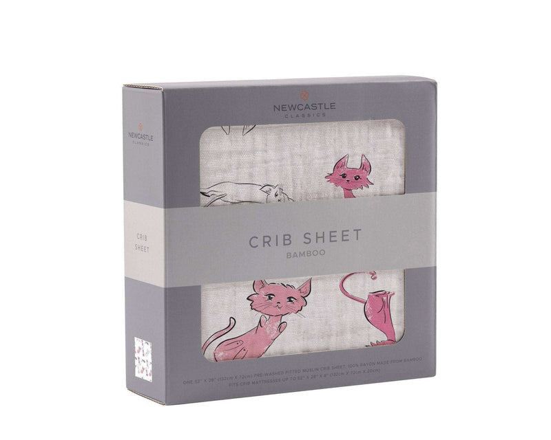 Playful Kitty Bamboo Muslin Crib Sheet - Everetts Place: Online Boutique - Kids & Babies