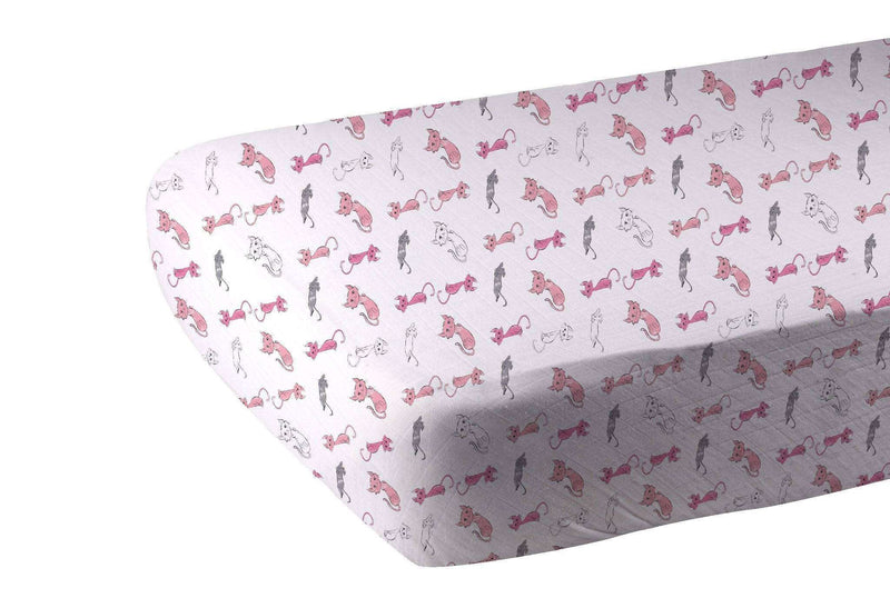 Playful Kitty Bamboo Muslin Crib Sheet - Everetts Place: Online Boutique - Kids & Babies