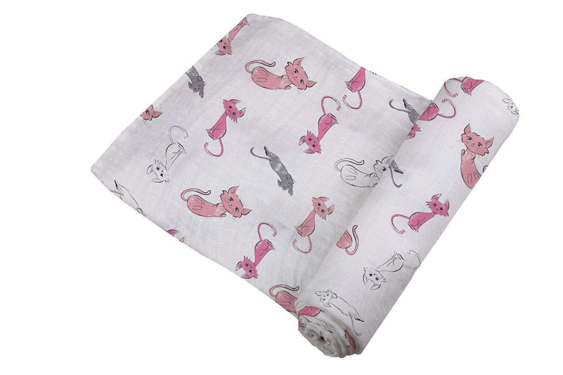 Playful Kitty Bamboo Muslin Swaddle - Everetts Place: Online Boutique - Kids & Babies