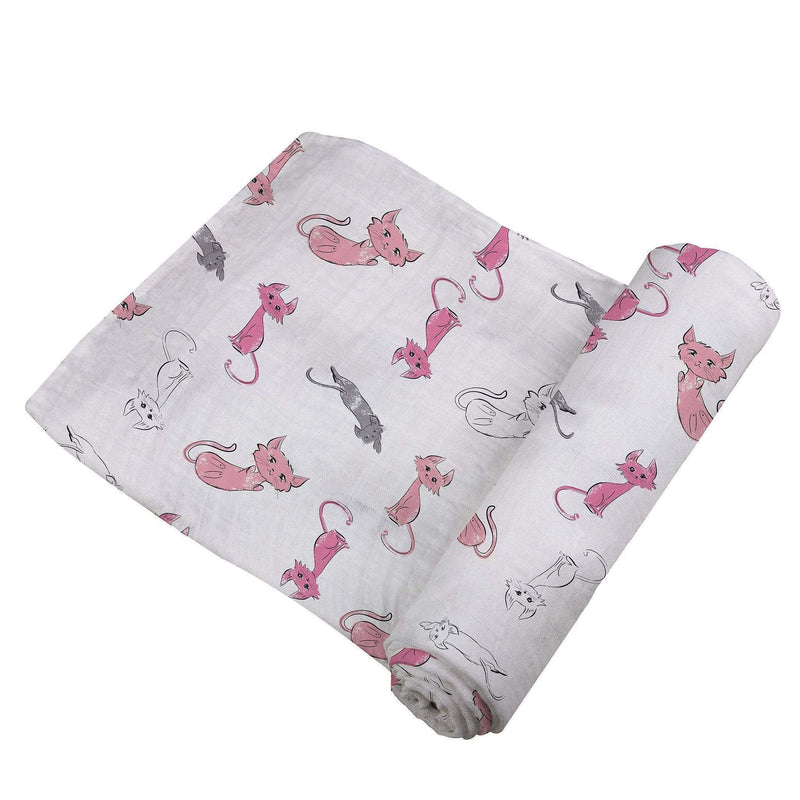 Playful Kitty Bamboo Muslin Swaddle - Everetts Place: Online Boutique - Kids & Babies