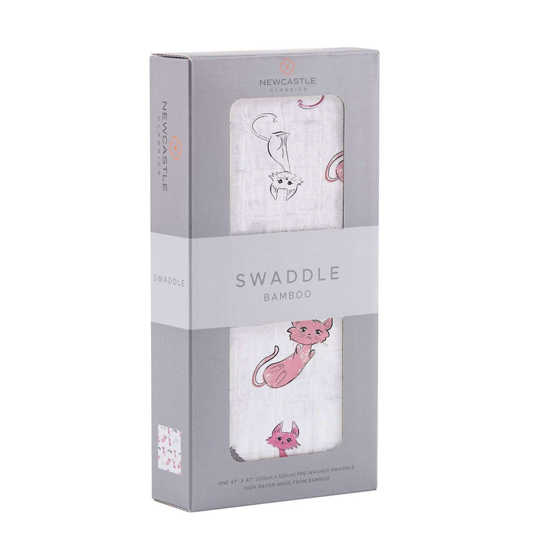 Playful Kitty Bamboo Muslin Swaddle - Everetts Place: Online Boutique - Kids & Babies