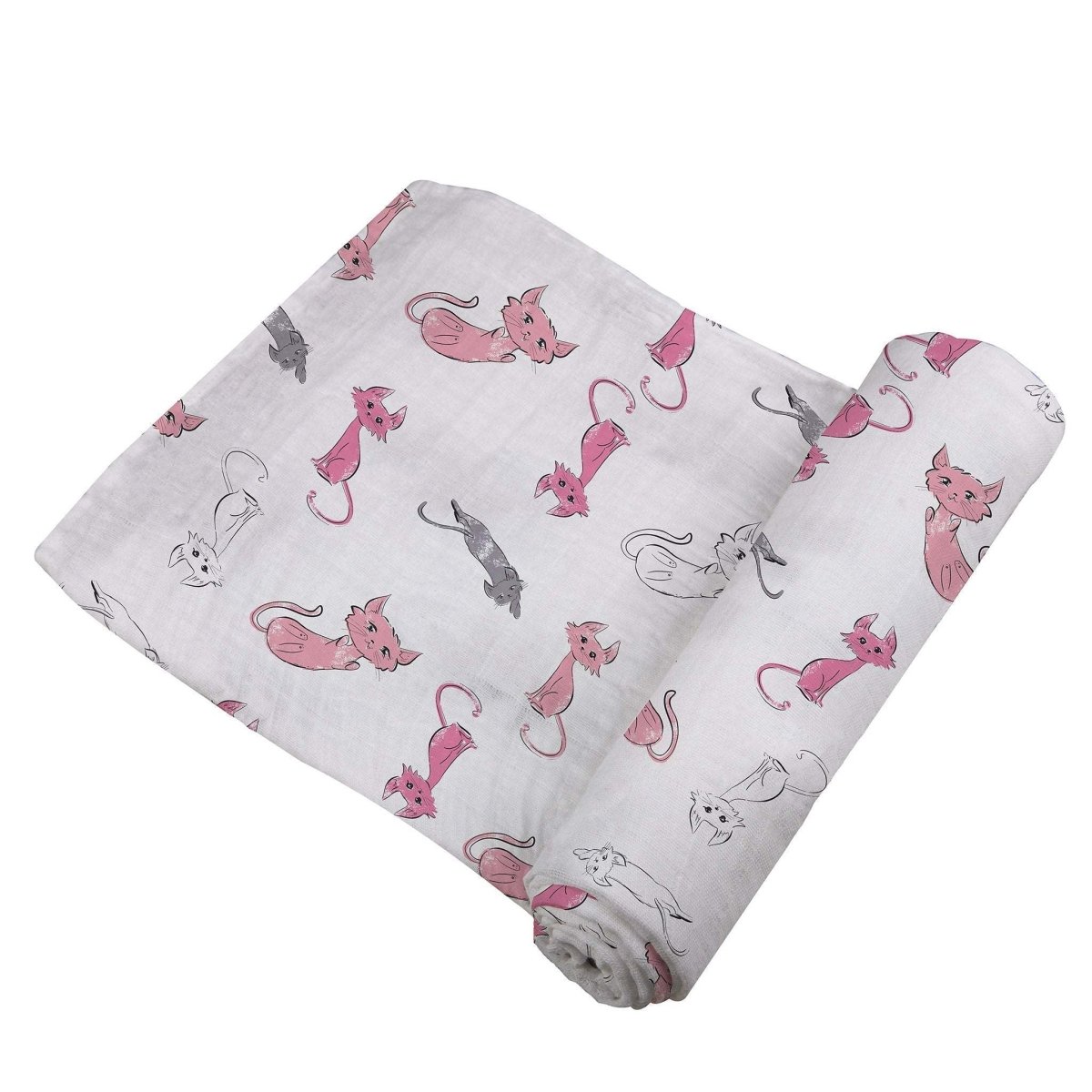Newcastle Classics Playful Kitty Bamboo Muslin Swaddle Soft Breathable Blanket for Babies - 