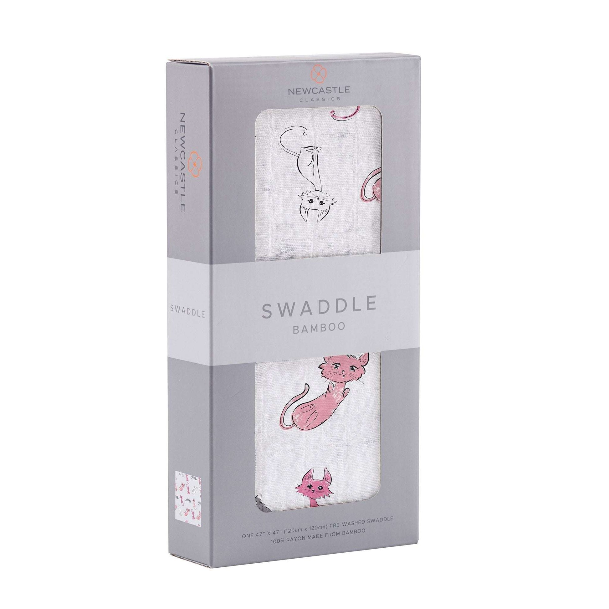 Playful Kitty Bamboo Muslin Swaddle Soft Breathable Versatile Baby Blanket Newcastle Classics