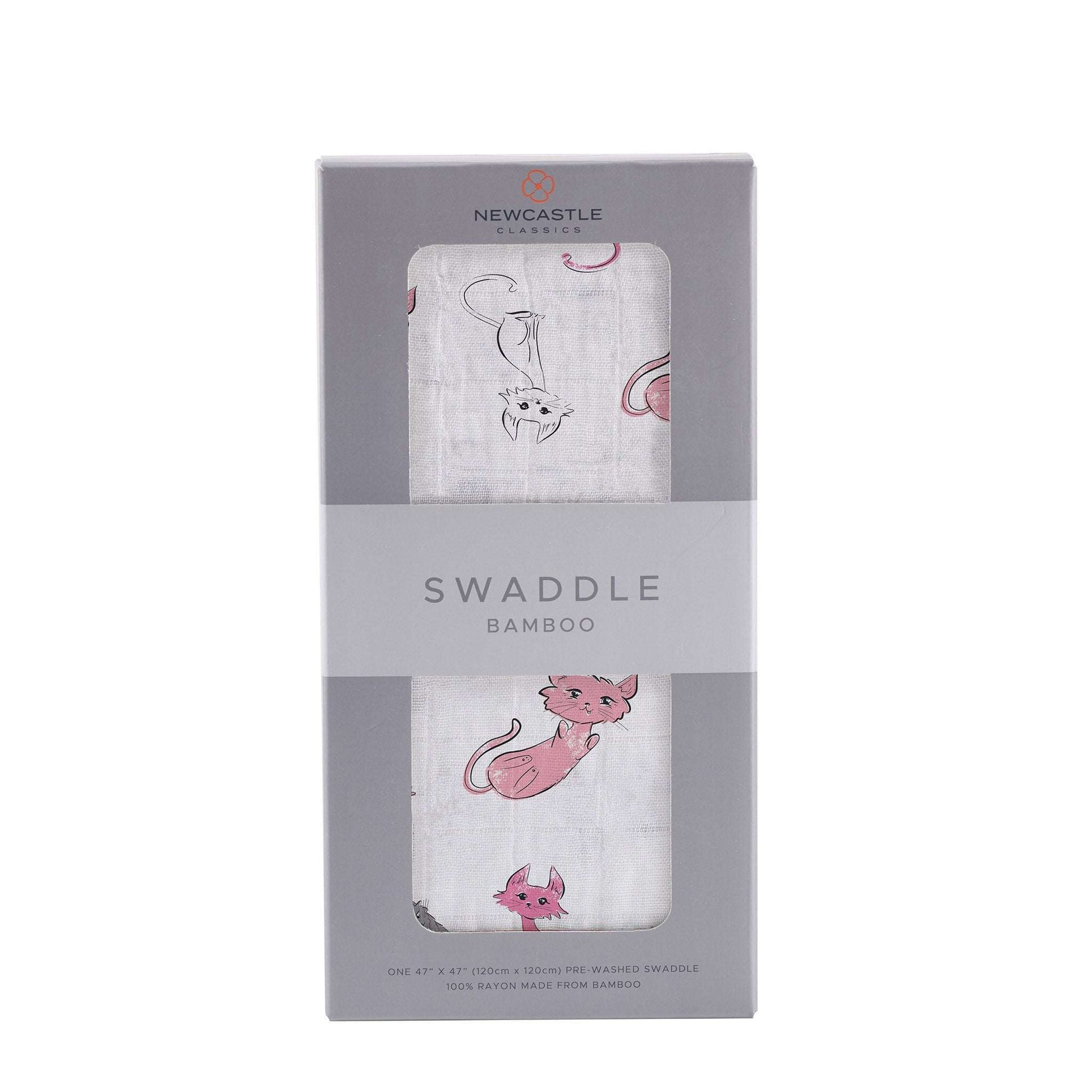 Playful Kitty Bamboo Muslin Swaddle Soft Breathable Versatile Baby Blanket Newcastle Classics