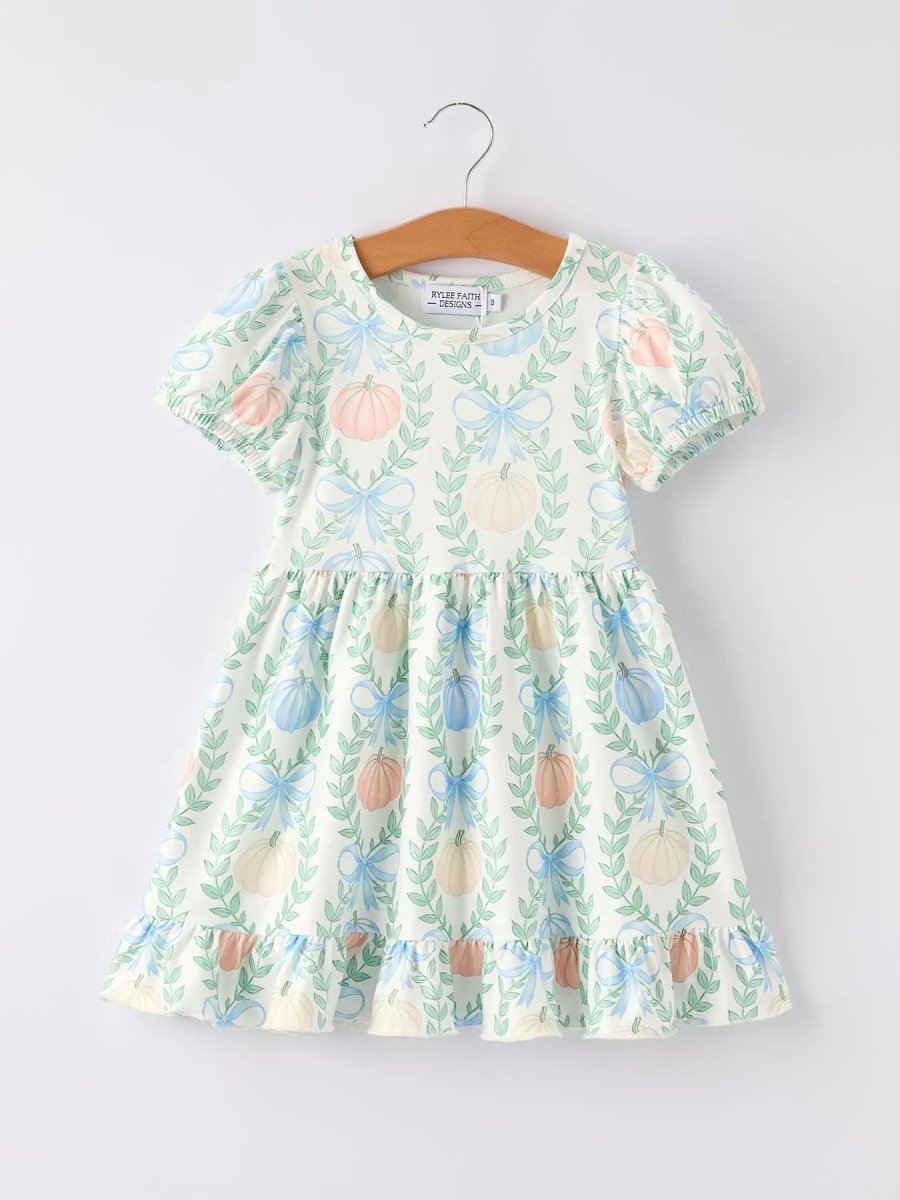 Rylee Faith Designs Playful Pumpkin Dress for Girls Perfect for Halloween Celebrations - 