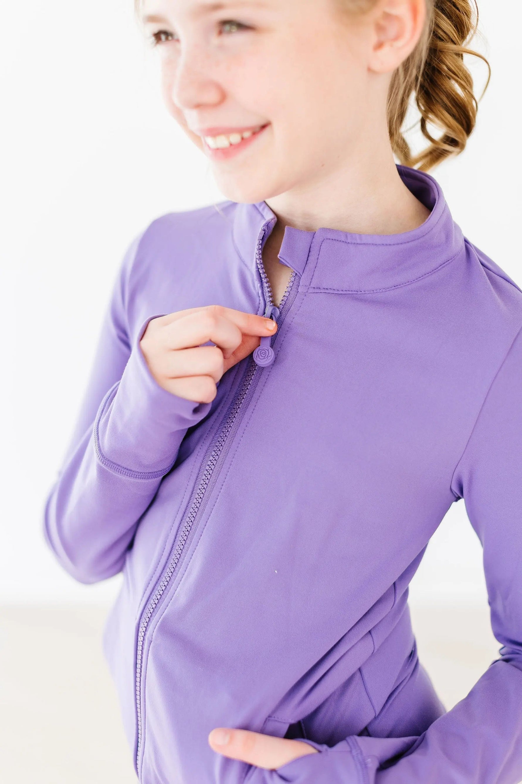 Mila & Rose ® Playful Purple Full - Zip Ruffle Active Jacket - 