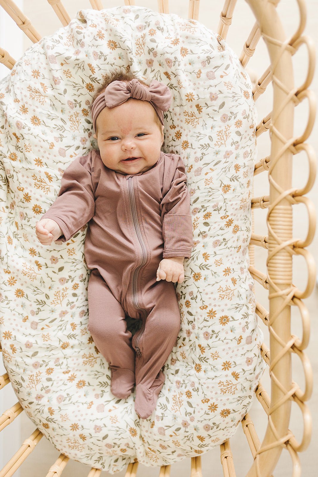 Mebie Baby Plum Bamboo Cozy Footed Zipper Baby Onesie Mebie Baby - 