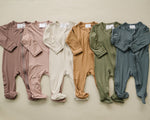 Mebie Baby Plum Bamboo Cozy Footed Zipper Baby Onesie Mebie Baby - 