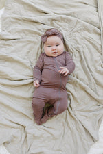 Mebie Baby Plum Bamboo Cozy Footed Zipper Baby Onesie Mebie Baby - 