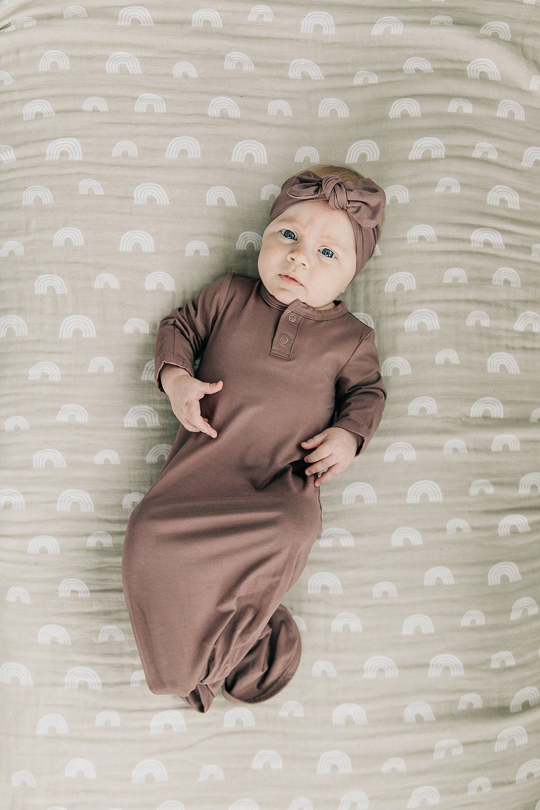 Mebie Baby Plum Bamboo Knot Gown Bamboo Rayon For Baby Size 0 To 3 Months Neutral - 