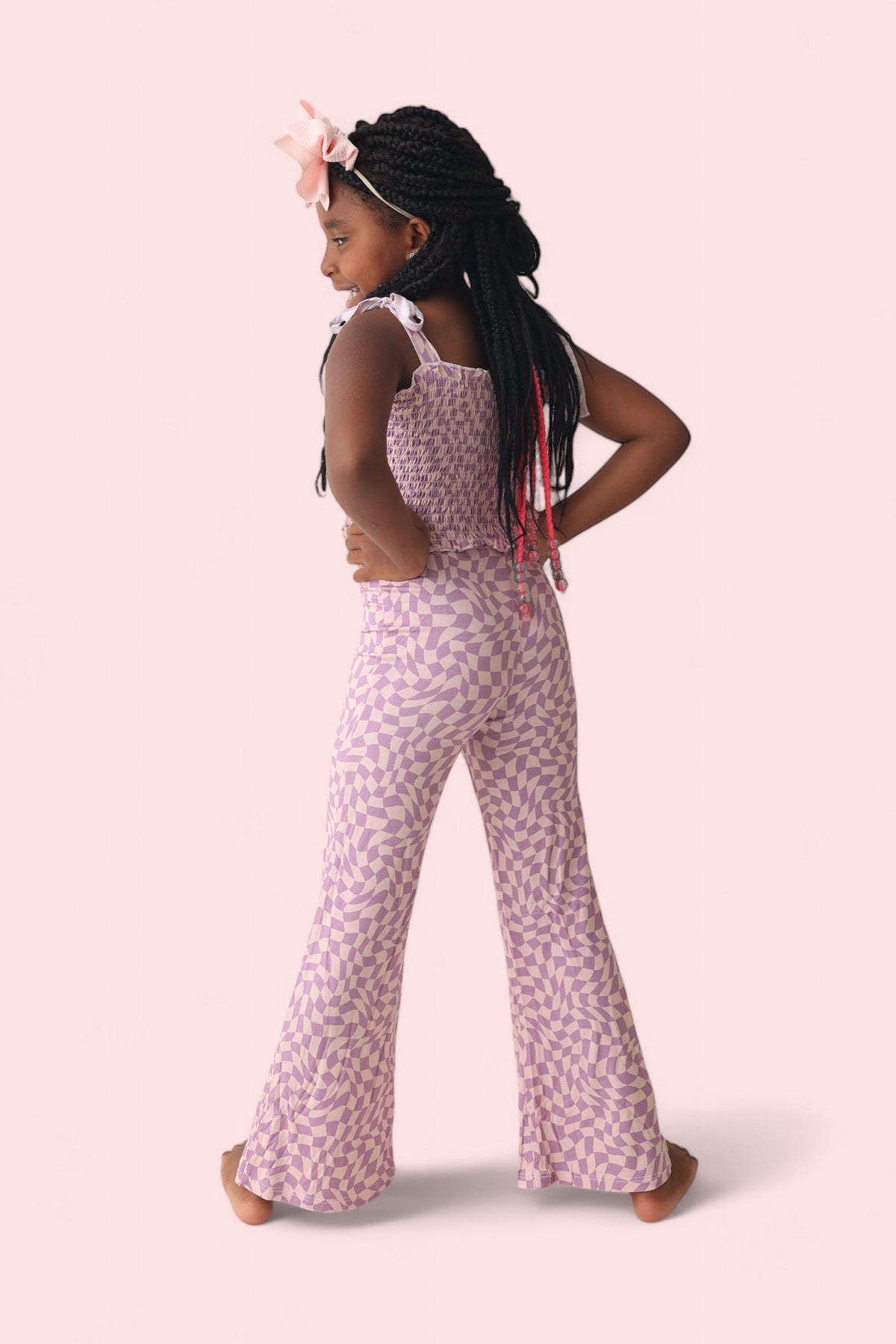 DREAM BIG LITTLE CO PLUM WAVY CHECKERS DREAM SMOCKED FLARE SETEveretts Place
