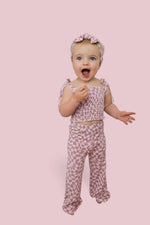 DREAM BIG LITTLE CO PLUM WAVY CHECKERS DREAM SMOCKED FLARE SETEveretts Place