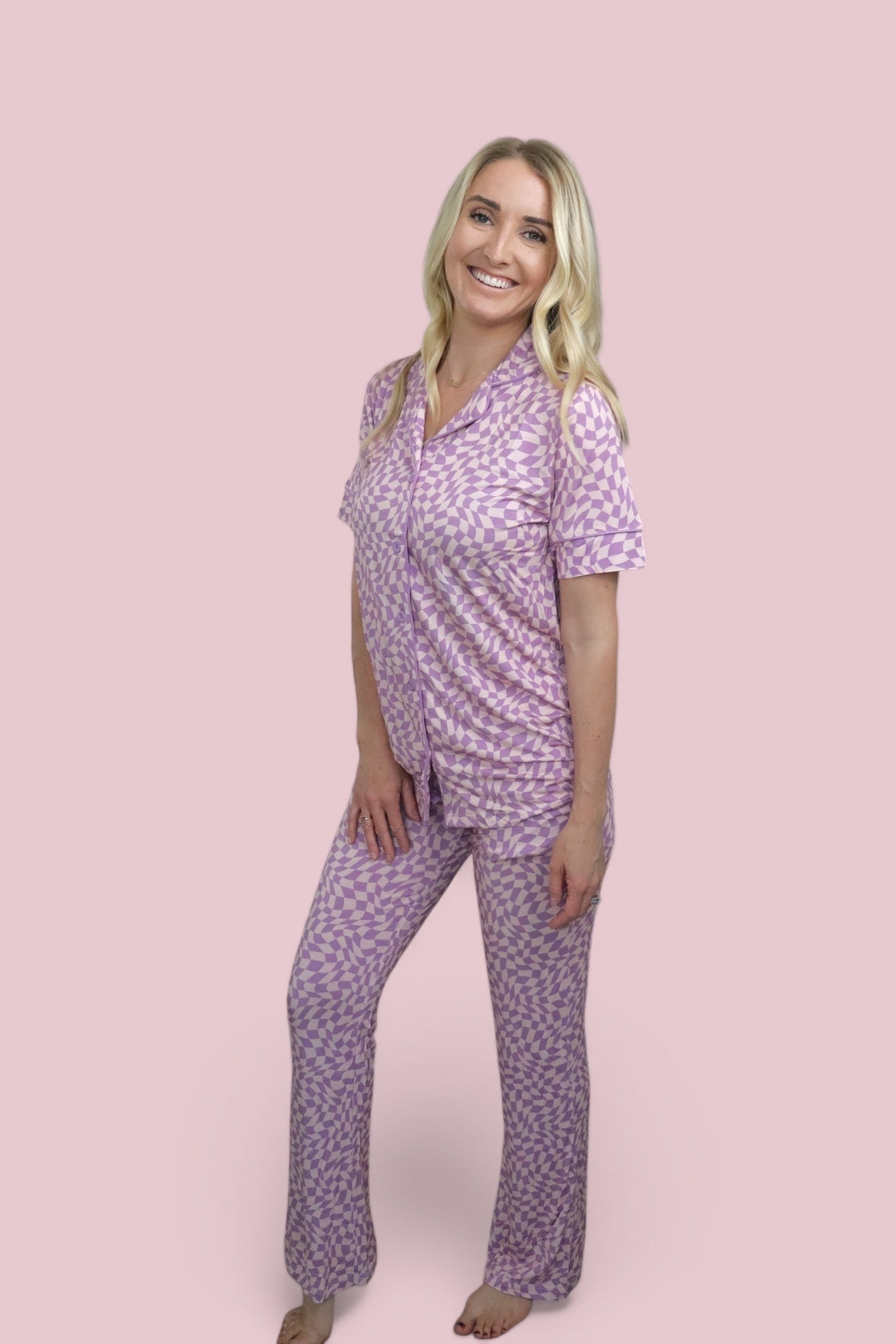 DREAM BIG LITTLE CO PLUM WAVY CHECKERS WOMEN'S DREAM GOWNEveretts Place