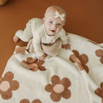 Harp Angel Boutique Plush Blanket Caramel with Daisy Design for Infants and Toddlers - 